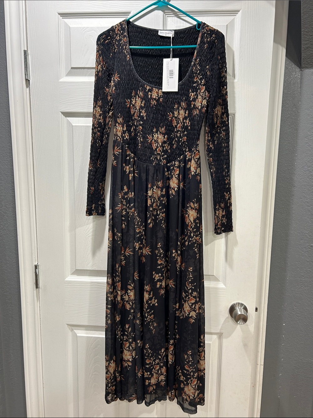 Worth collective Long Sleeve Black Floral Maxi Dress